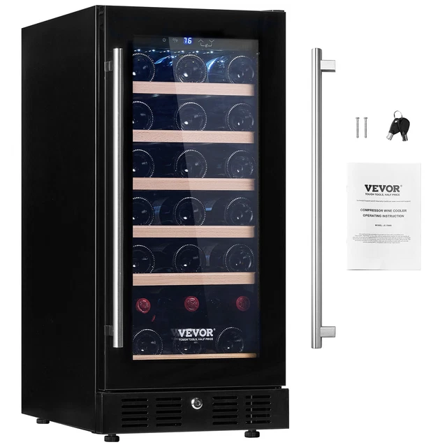 VEVOR 30 BOTTLE Wine Fridge Builtin Wine Cooler Mini Fridge w/ LED