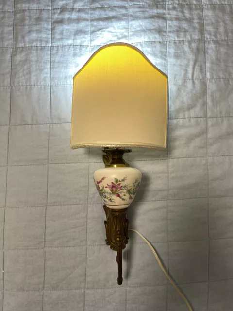 lampada da parete ceramica con paralume vintage