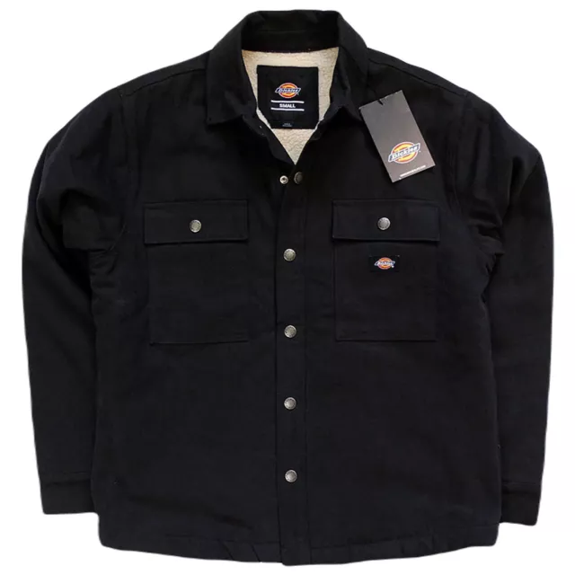 Dickies Duck Canvas Shacket Jacket Sherpa Black New S Small Men's
