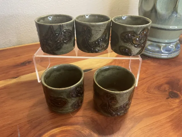 Vintage Otagiri OMC Stoneware Sake Tea Cups Set of 5 - Japan