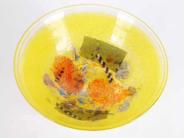 Bertil Vallien for Kosta Boda Artist Collection Yellow Satellite Glass Bowl