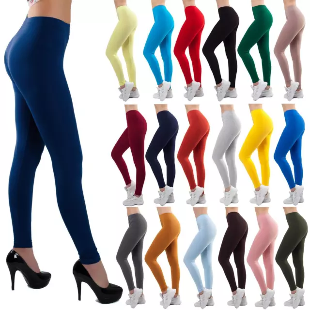 BONGUAL Damen Leggings Leggins Lang Gamaschen gekämmte Baumwolle-mix Sporttights