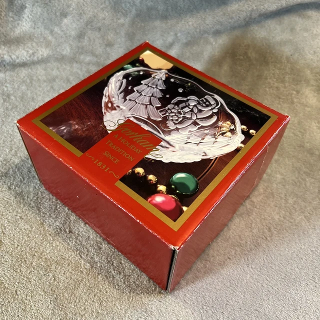 Christmas Bowl Candy Dish Clear and Frosted Glass Santa Tree Small with Box