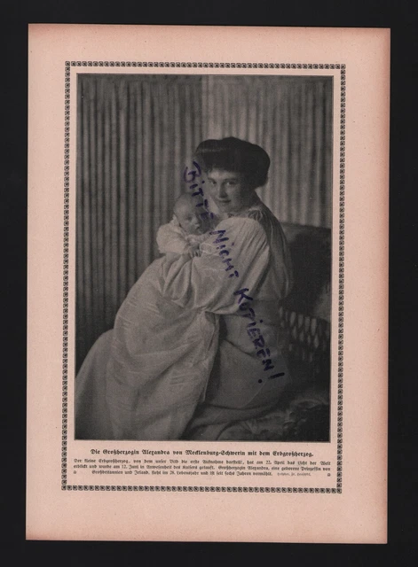 BILDDOKUMENT 1910, BILDNIS Grossherzogin Alexandra von Mecklenburg