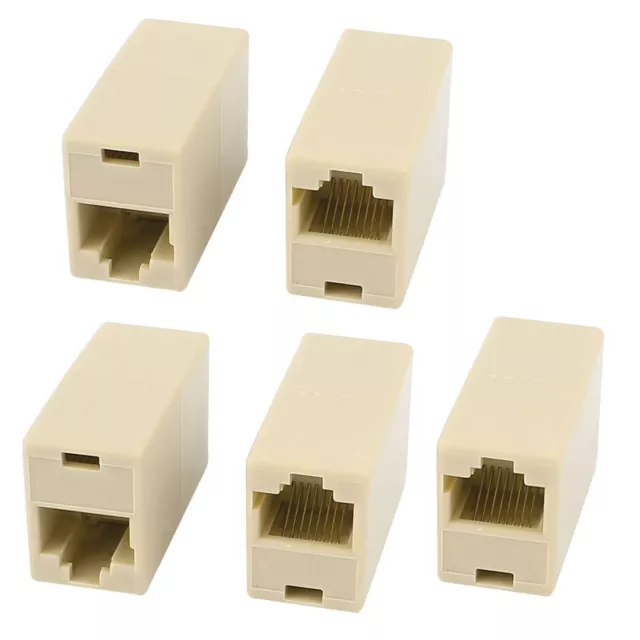 Extensor de cable Ethernet F/F Conector de acoplador RJ45 en línea Modular 5pcs