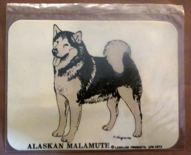 Vintage ALASKAN MALAMUTE Husky Dog Decal Sticker 1973 Larklain