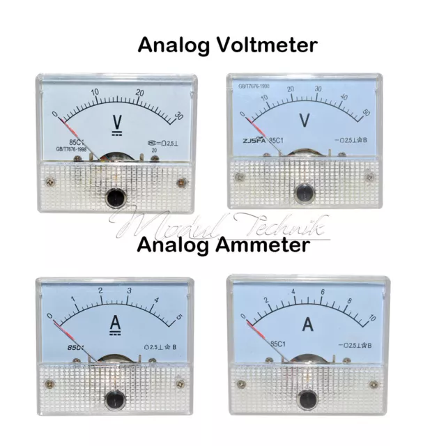 85C1 DC 0-30V/50V 0-5A/10A Analog Panel AMP Volt Meter Ammeter Voltmeter Gauge