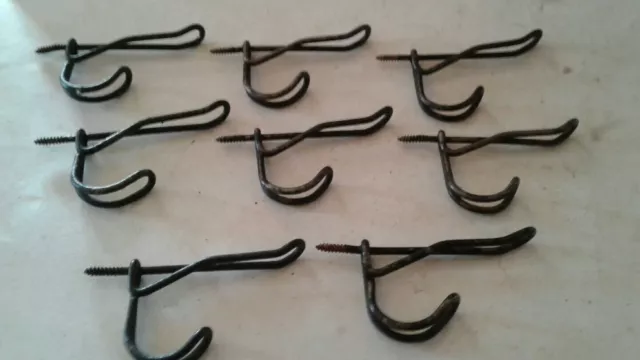 Vintage Hat or Coat Hooks Bathroom Wire Hooks Set of 8