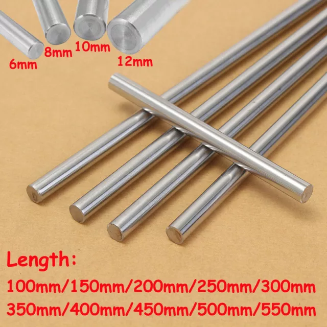 6/8/10/12mm 3D Printer Chromed Smooth Rod Steel Linear Rail Shaft 100~550mm