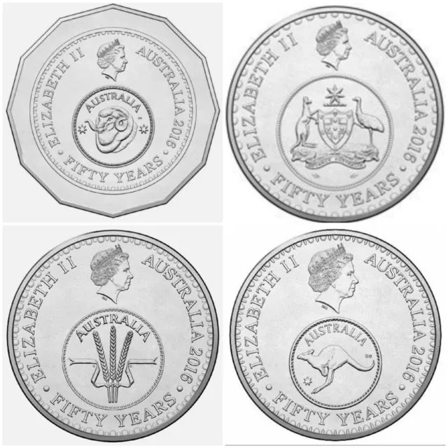 2016 Changeover 5 10 20 50 Cent Coins set X4 - 50th Anniversary decimal RAM UNC