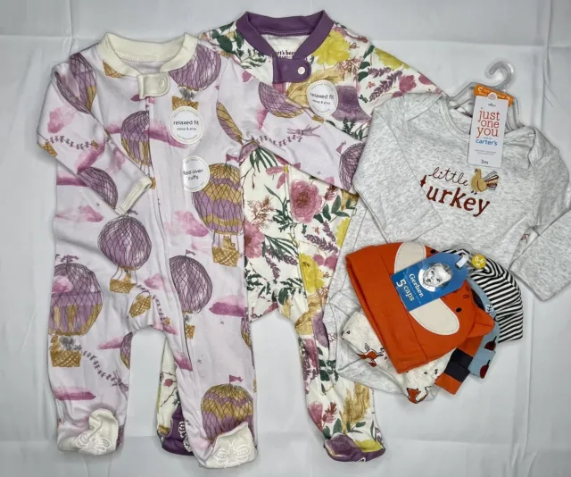 NWT Baby Lot 0-3 Months Onesies Caps Baby Clothes Infant Clothing