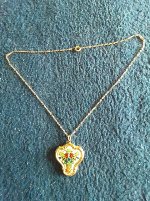 Enamelled Pendant On Gold Coloured 16" Chain