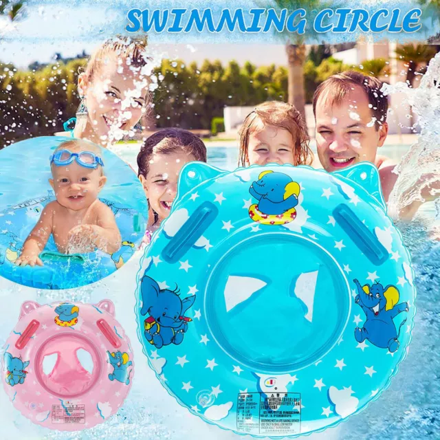 Baby Swimming Ring Float w/ Handle Cute Children Safety Floating Ring Inflatable