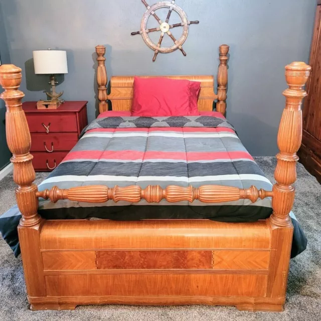 Stunning Antique Full Size Waterfall Bedroom Set Art Deco Circa 20's~30's