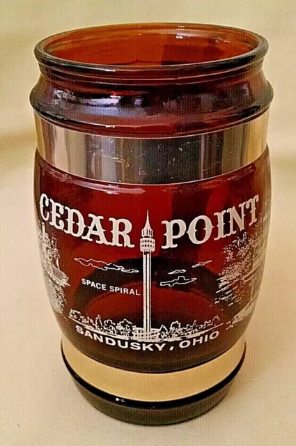 Cedar Point Mug Siesta Ware Sandusky Ohio Cp & Le Rr Space Spiral Glass Barrel.