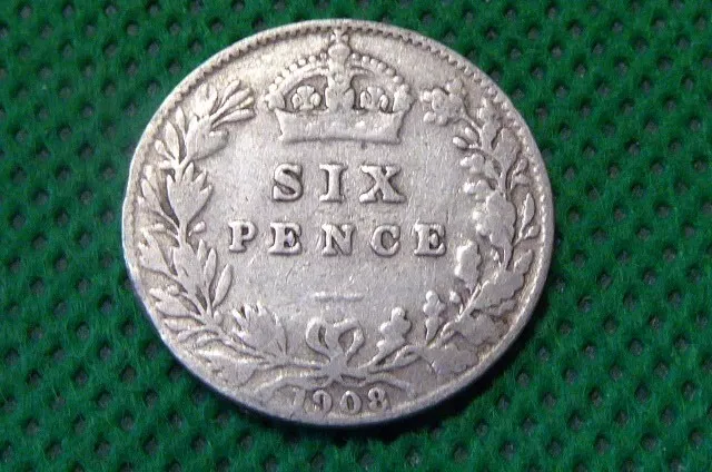 Edward Vii , Silver Sixpence , 1908  (T938)
