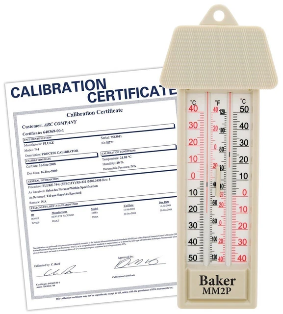 Baker MM2P-NIST Max/Min Thermometer, -40 to 120&deg;F,