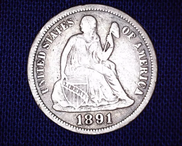 1891 Seated Liberty Silver Dime V-4  Resumed Nice Detail # SD81