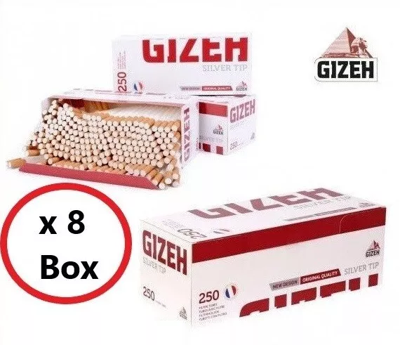 2000 TUBES à Cigarettes avec Filtre - GIZEH SILVER TIP - x 8 BOX