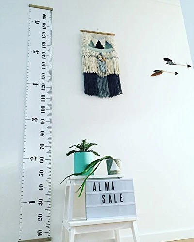 Baby Height Growth Chart Hanging Rulers Kids Room Wall Wood Frame Canvas Rule...