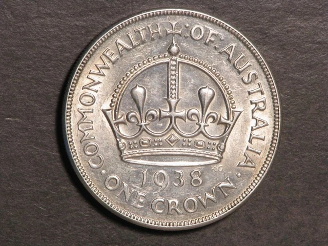 AUSTRALIA 1938 Crown Silver AU-Unc - Key Date