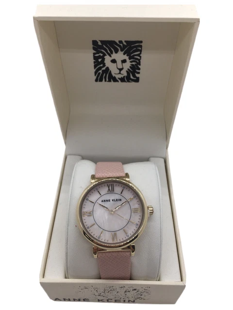 Anne Klein watch NEW pink pearlescent face gold accents NIB with tag
