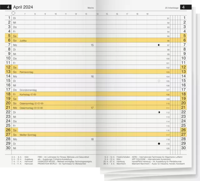 2024 Rido Monats-Ersatzkalendarium / Kalender-Einlage Miniplaner 8,7x15,3cm