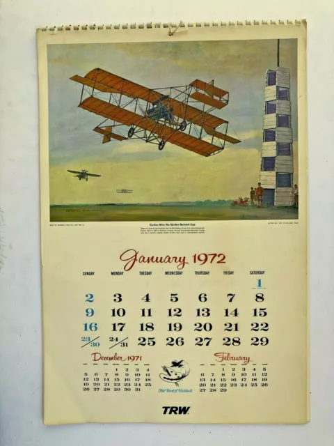 1972- 12 Month Wall Calendar of the Best of Charles Hubbell Aviation Prints