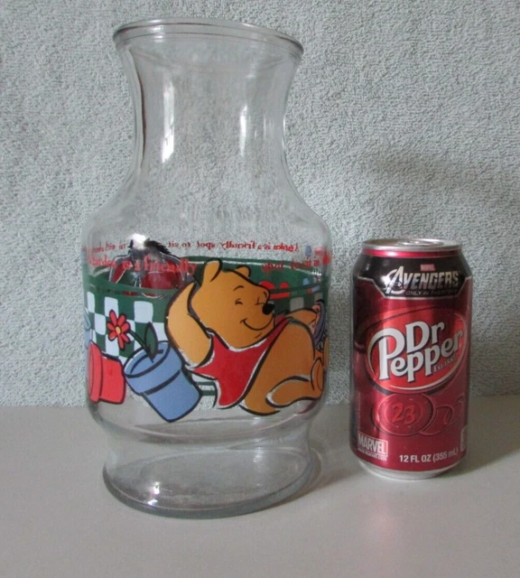 Walt Disney Winnie the Pooh Bear & Eeyore Anchor Hocking Glass Carafe Pitcher
