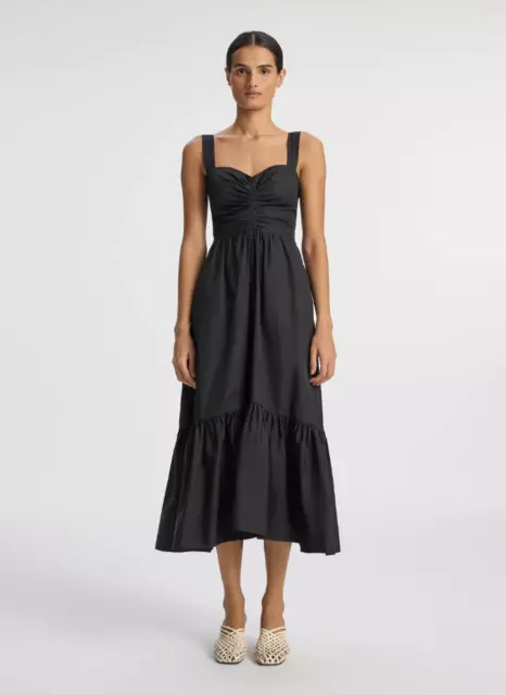 AUTH  A.L.C. Lilah II Cotton Midi Dress Black 0-8