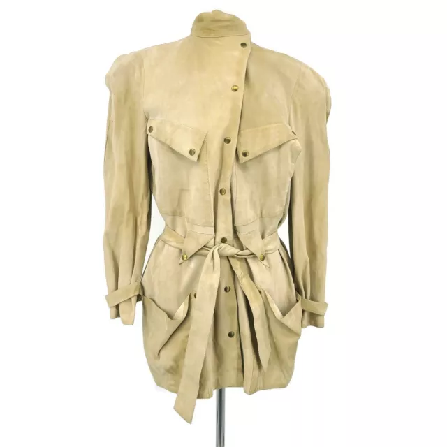 VINTAGE THIERRY MUGLER Tan Suede Leather Jacket Coat $750.00 - PicClick