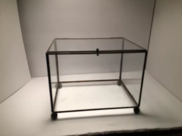 VTG 70's Mid Century Modern Mirrored Glass Brass Curio Display Case Terrarium