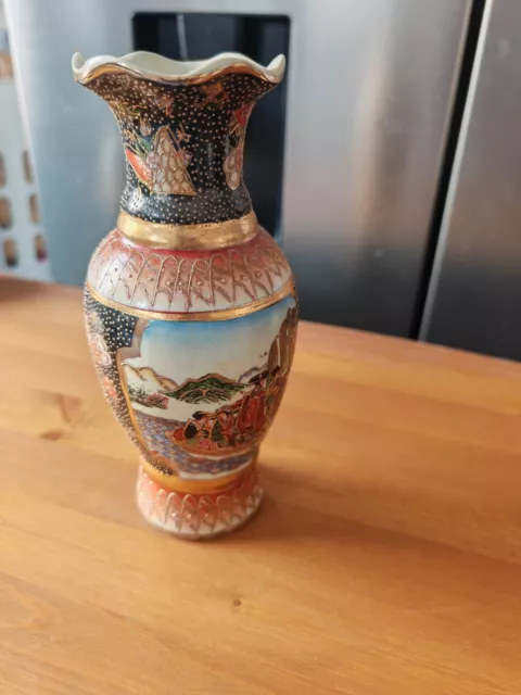 Antique Vintage Japanese Floral Peacock Tall Vase - Decorative Oriental Style 2