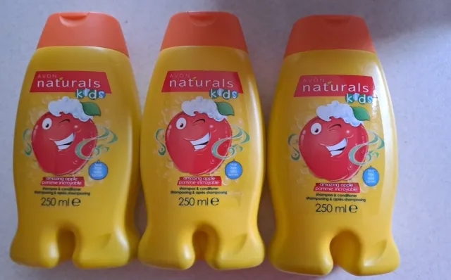 3 x Avon Naturals Kids Amazing Apple 2-in-1 Shampoo & Conditioner