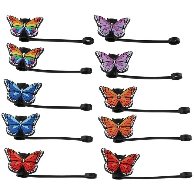 10 PIEZAS Cubiertas de paja patrón mariposa puntas de paja cubierta regalo
