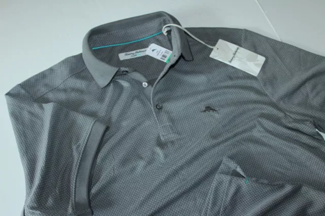 TOMMY BAHAMA POLO Shirt Diamond Dunes Grey Marlin IslandZone SS