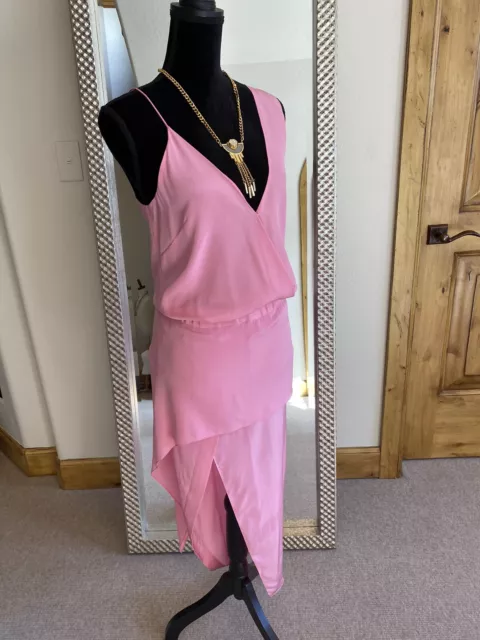 Michelle Mason Barbie Pink Spaghetti Strap Silk Slip Dress US 2 Retail $750