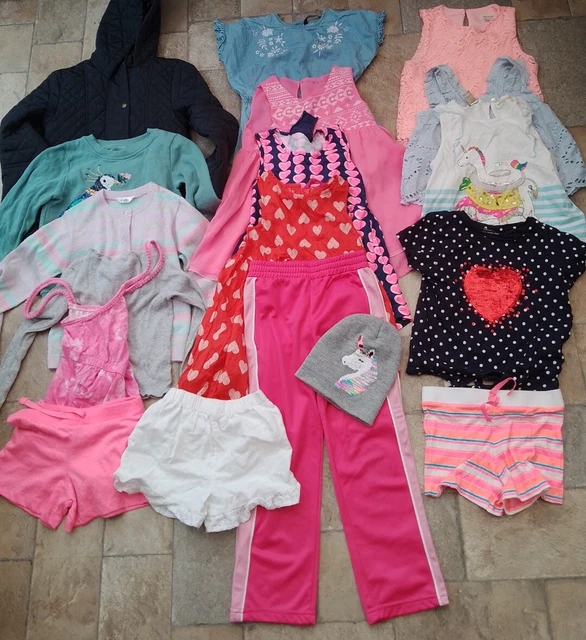 Pacchetto vestiti per bambina 5-6 anni cappotto cappello tuta da gioco abito monsone River Island