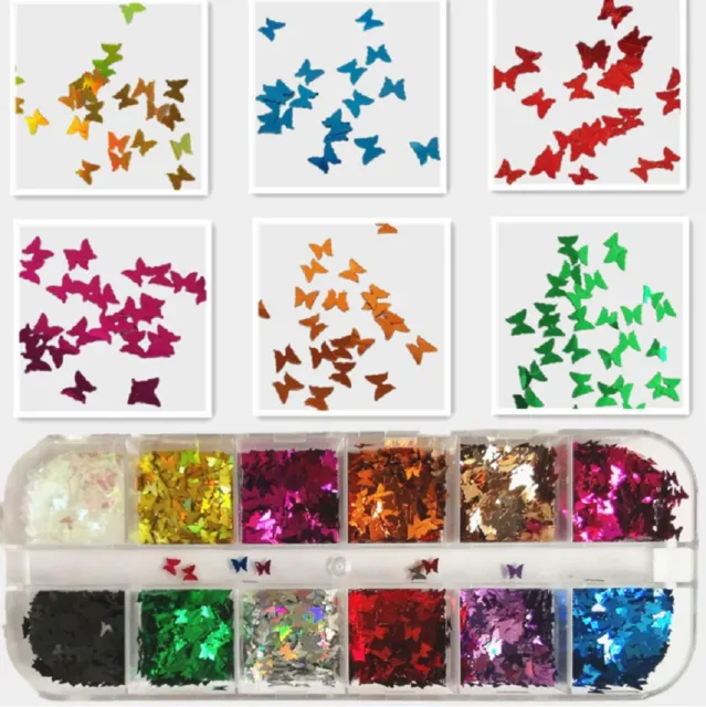 3 D Colorful Laser Butterfly Sequins Nail Art Flakes Glitter Foil Decoration US