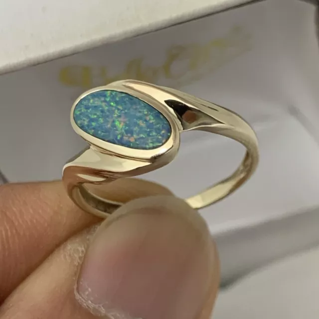 Natural Opal 14k Solid Yellow Gold Ladies Ring Size 7