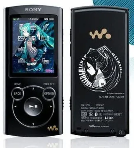 SONY Walkman NW-S764 Hatsune Miku 5th Anniversary Limited Black with Neck strap