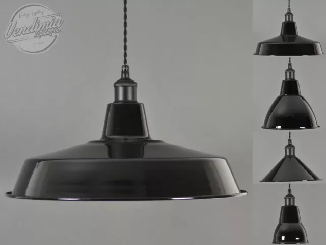 Classic Black Vintage Industrial Factory Enamel Shades Lampshade Steel Pendant