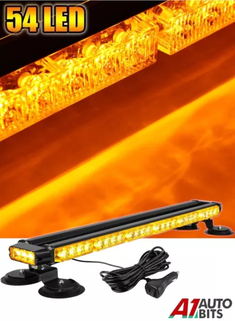 54 LED Roof Recovery Light Bar Amber Warning Strobe Flash Magnetic Beacon 12-24V