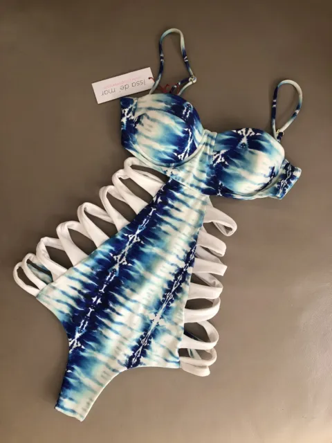 Issa de' Mar San Sebastian One Piece Size Small  Blue Tie Dye Cheeky Bikini