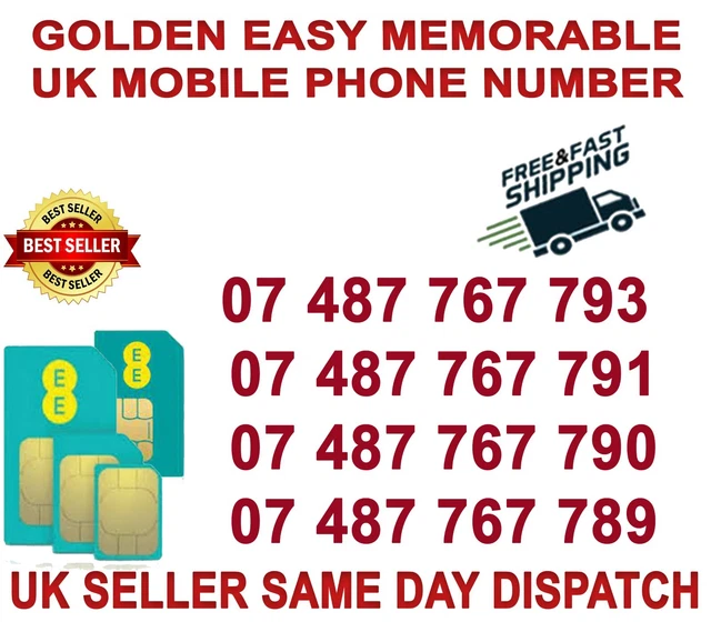 Golden Easy Memorable Uk Vip Mobile Phone Number/Platinum Sim ( Ee Network) B 65