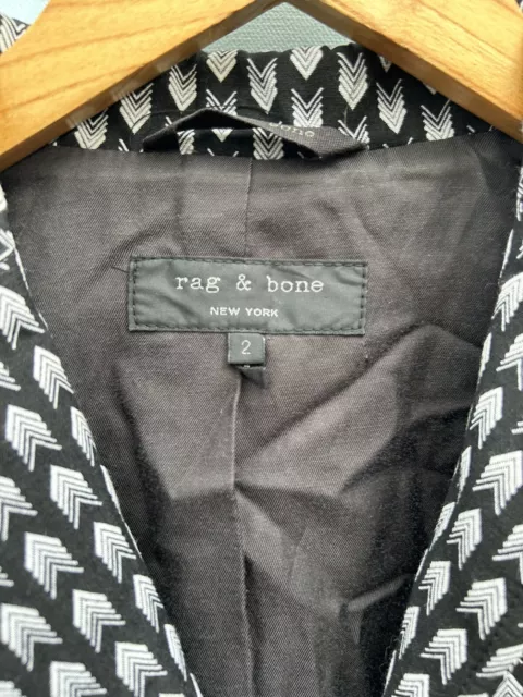 Rag And Bone Jacket 2 Black White Blazer Arrow Print 3