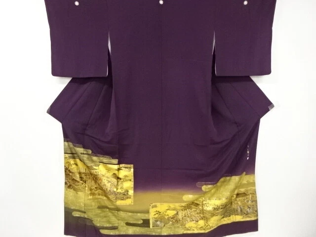 6634475: Japanese Kimono / Vintage Iro-Tomesode / Kinsai / Traditional Pattern /