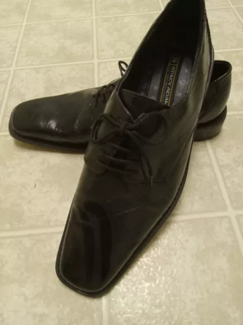 Stacy Adams Men's Oxford Dress Size 8.5 Shoes Black Leather Lace Up Square Toe