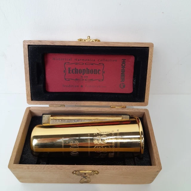 Hohner Echophone No. 3610 Brass Historical Harmonica Cased Instrument - WRDC Hohner Echophone No. 3610 Brass Historical Harmonica Cased Instrument - WRDC