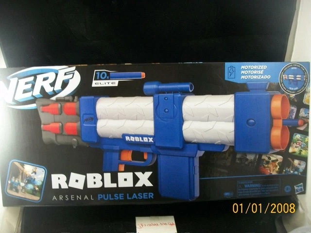NERF ROBLOX ARESENAL PULSE LASER Blue White Gun Virtual Code IN HAND ...